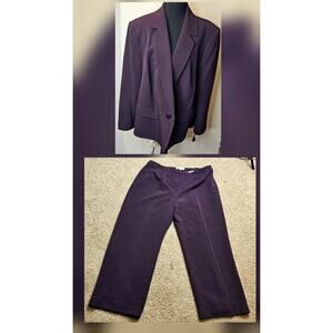 NWT Jones Studio Plus Size Plum Purple Suit Set Blazer Classic Fit 20W Pants 18W